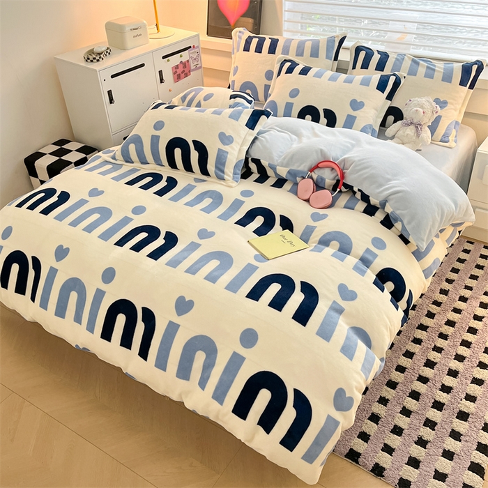 91家纺网 家纺一手货源 找家纺 启程家纺 2024新款A类秋冬INS风牛奶绒四件套 米妮2