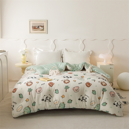 优被业 2024秋冬新款A类婴儿级针织棉豆豆绒大豆被冬被被子被芯 动物园