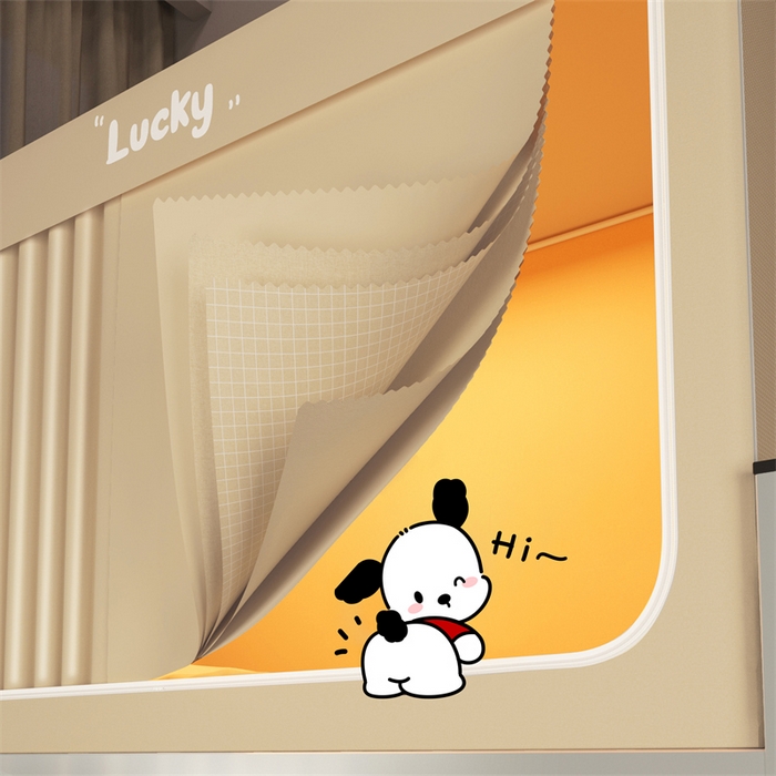 91家纺网 家纺一手货源 找家纺 佳梦家纺 2024新款学生卡通烫画强遮光蚊帐 小招财-米色