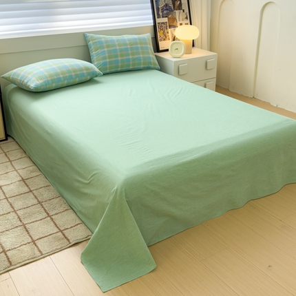 星尚家纺 2024新款A类全棉色织水洗棉三四件套系列-单床单 佛暖-果绿