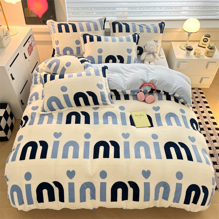 91家纺网 家纺一手货源 找家纺 启程家纺 2024新款A类秋冬INS风牛奶绒四件套 米妮2