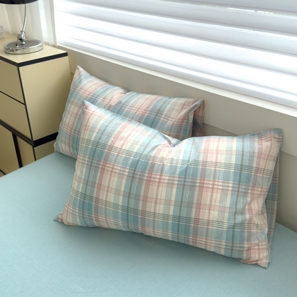 星尚家纺 2024新款A类全棉色织水洗棉三四件套系列-单枕套 森沐绿