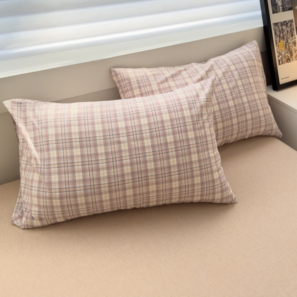 星尚家纺 2024新款A类全棉色织水洗棉三四件套系列-单枕套 森屿咖