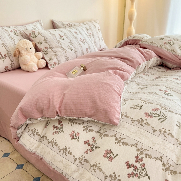 91家纺网 家纺一手货源 找家纺 金梦拉家纺 2024新款A类提花四件套 满墙花藤