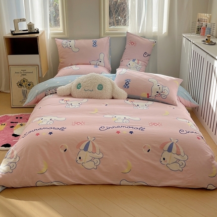 91家纺网 家纺一手货源 找家纺 （总）桃喜 2024新款三丽鸥40支13372全棉四件套-库洛米