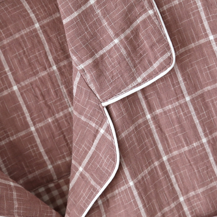 91家纺网 家纺一手货源 找家纺 洛兰沙家居馆【只代发】【只代发】 2024新款男士睡衣春秋季纯棉长袖大码家居服全棉薄款宽松男士春夏居家服可外贸 粉格子