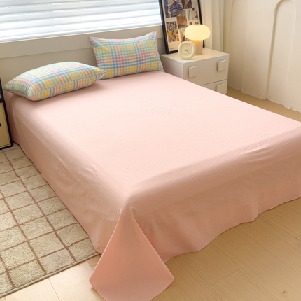 星尚家纺 2024新款A类全棉色织水洗棉三四件套系列-单床单 冰激凌粉