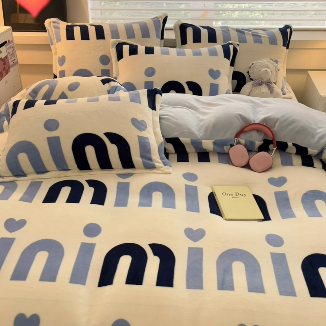 91家纺网 家纺一手货源 找家纺 启程家纺 2024新款A类秋冬INS风牛奶绒四件套 米妮2