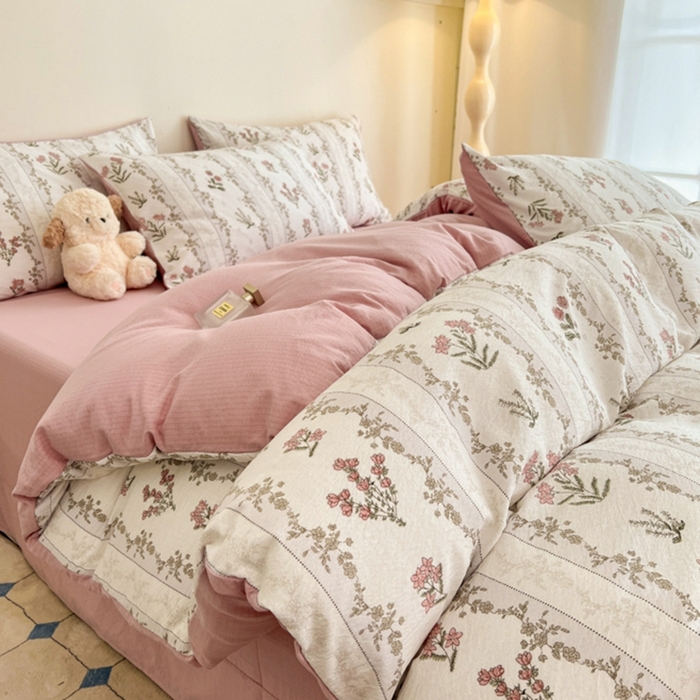 91家纺网 家纺一手货源 找家纺 金梦拉家纺 2024新款A类提花四件套 满墙花藤