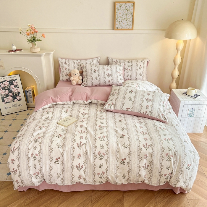 91家纺网 家纺一手货源 找家纺 金梦拉家纺 2024新款A类提花四件套 满墙花藤