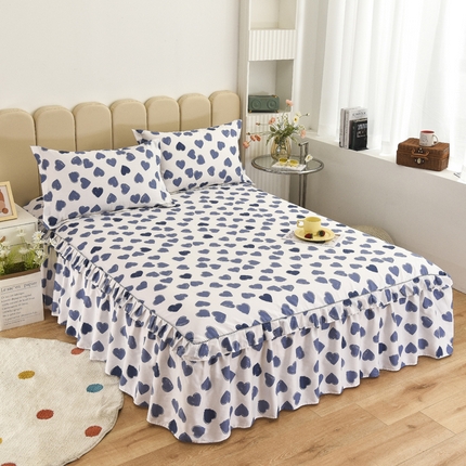 91家纺网 家纺一手货源 找家纺 名优家纺 2024新款A类全棉印花床裙 爱慕-蓝色