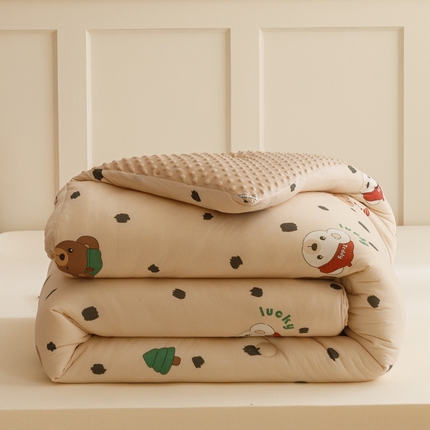 优被业 2024秋冬新款A类婴儿级针织棉豆豆绒大豆被冬被被子被芯 快乐熊