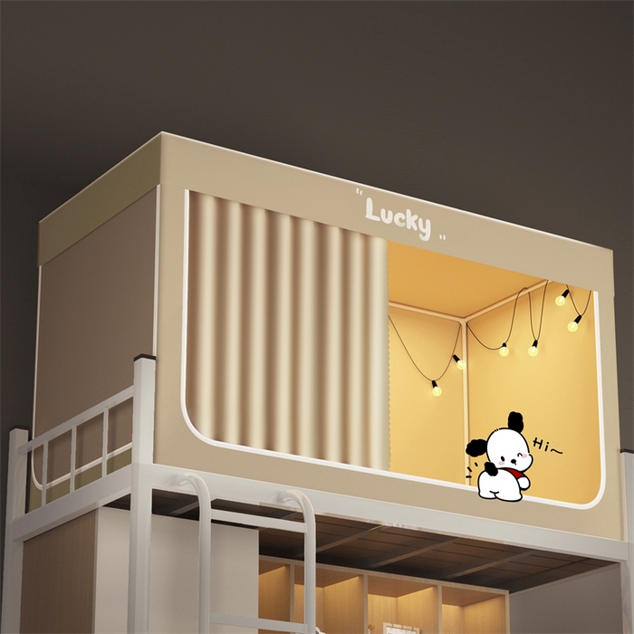 91家纺网 家纺一手货源 找家纺 佳梦家纺 2024新款学生卡通烫画强遮光蚊帐 小招财-米色