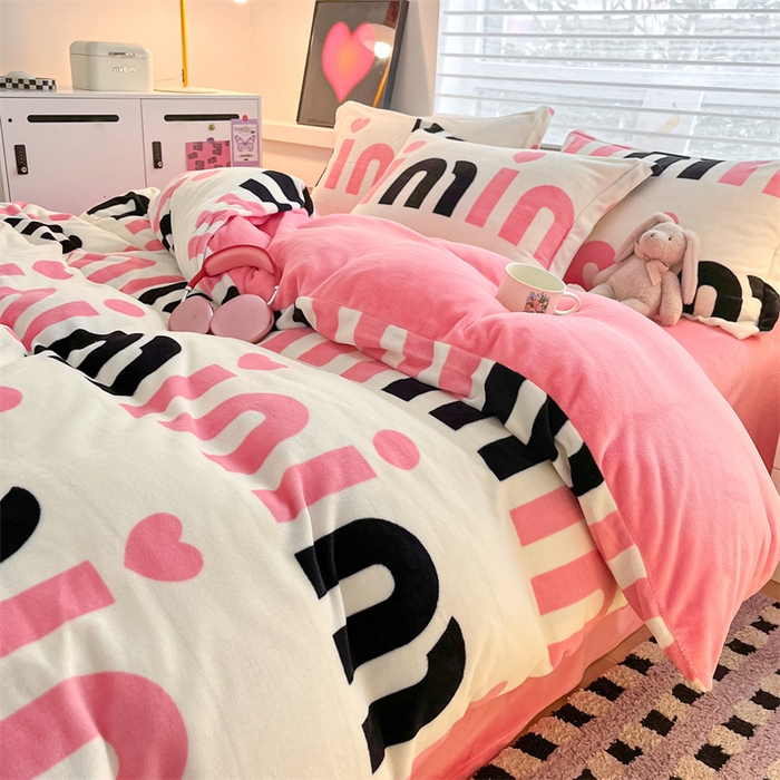 91家纺网 家纺一手货源 找家纺 启程家纺 2024新款A类秋冬INS风牛奶绒四件套 米妮3