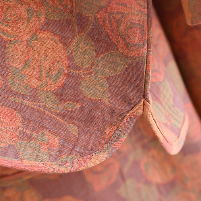 91家纺网 家纺一手货源 找家纺 洛兰沙家居馆【只代发】【只代发】 2024新款全棉色织提花国风长袖长裤睡衣女四季薄款圆领套头家居服套装可外穿 长款橙色