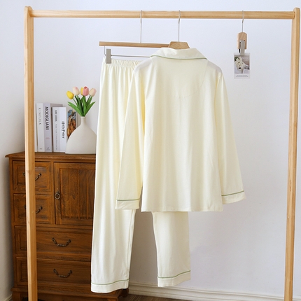 91家纺网 家纺一手货源 找家纺 （总）洛兰沙家居馆【只代发】【只代发】 2024新款针织棉睡衣女春秋款居家针织棉大码夏季开衫长袖柔软家居服套装