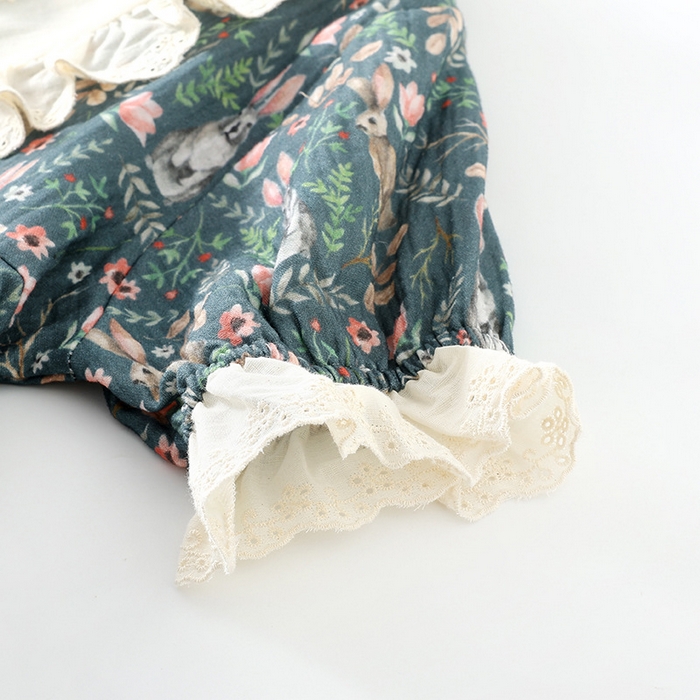 91家纺网 家纺一手货源 找家纺 洛兰沙家居馆【只代发】【只代发】 2024新款棉纱绉布睡衣女春夏季甜美蕾丝印花韩版花边长袖套头家居服四季款 绿色