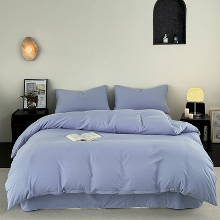 91家纺网 家纺一手货源 找家纺 （总）沃朴家居 2024新款纯色水洗棉四件套学生三件套