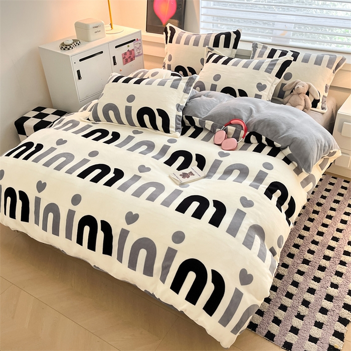 91家纺网 家纺一手货源 找家纺 启程家纺 2024新款A类秋冬INS风牛奶绒四件套 米妮4