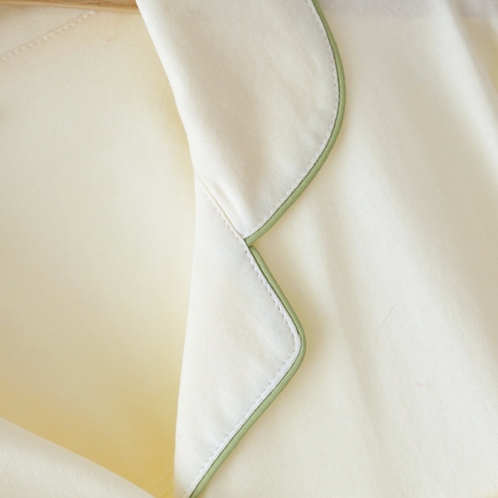 91家纺网 家纺一手货源 找家纺 洛兰沙家居馆【只代发】【只代发】 2024新款针织棉睡衣女春秋款居家针织棉大码夏季开衫长袖柔软家居服套装 奶黄色