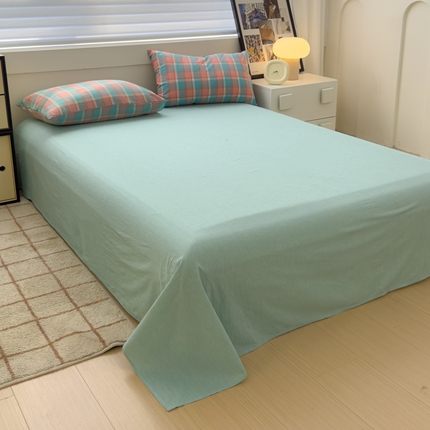 星尚家纺 2024新款A类全棉色织水洗棉三四件套系列-单床单 佛暖-粉蓝