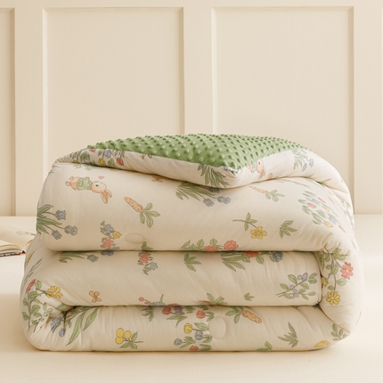 优被业 2024秋冬新款A类婴儿级针织棉豆豆绒大豆被冬被被子被芯 可可花园