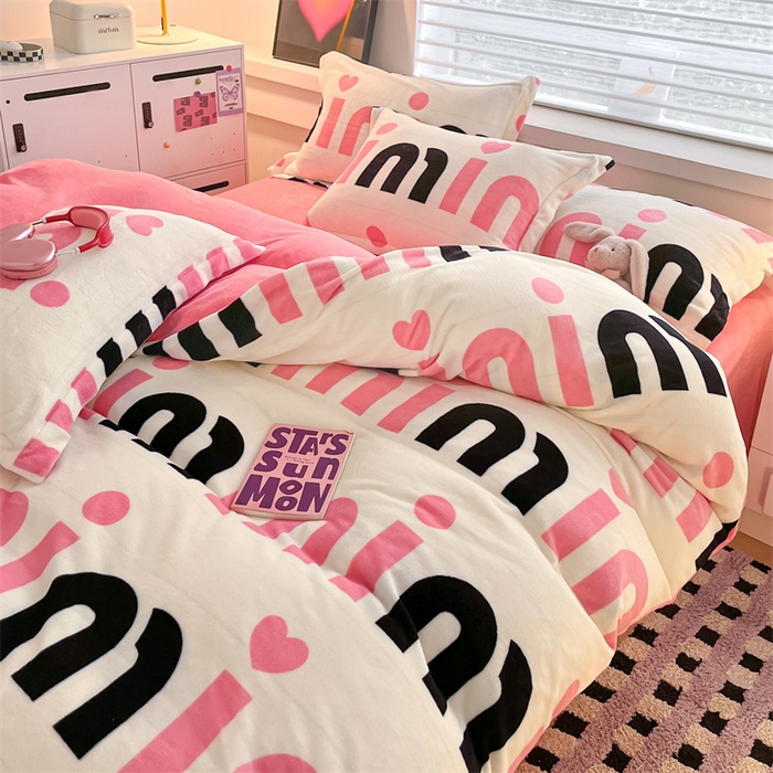 91家纺网 家纺一手货源 找家纺 启程家纺 2024新款A类秋冬INS风牛奶绒四件套 米妮3