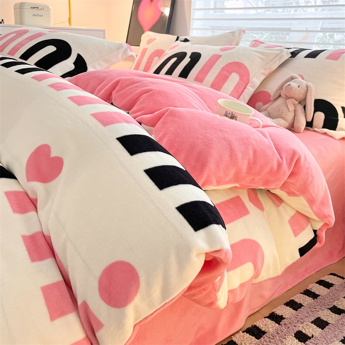 91家纺网 家纺一手货源 找家纺 启程家纺 2024新款A类秋冬INS风牛奶绒四件套 米妮3