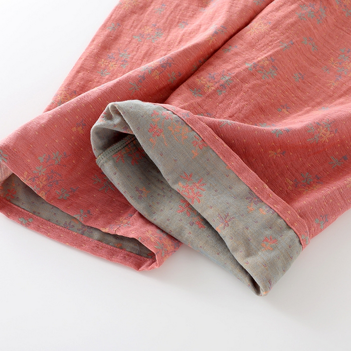 91家纺网 家纺一手货源 找家纺 （总）洛兰沙家居馆【只代发】【只代发】 2024新款全棉色织提花国风长袖长裤睡衣女四季薄款圆领套头家居服套装可外穿