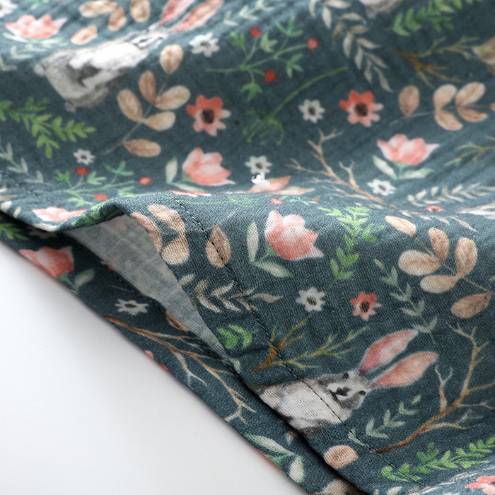 91家纺网 家纺一手货源 找家纺 洛兰沙家居馆【只代发】【只代发】 2024新款棉纱绉布睡衣女春夏季甜美蕾丝印花韩版花边长袖套头家居服四季款 绿色