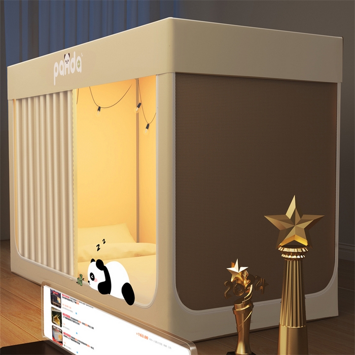 91家纺网 家纺一手货源 找家纺 佳梦家纺 2024新款学生卡通烫画强遮光蚊帐 七仔-米色