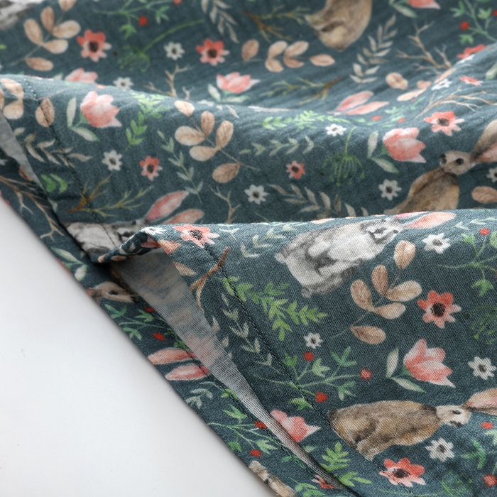 91家纺网 家纺一手货源 找家纺 洛兰沙家居馆【只代发】【只代发】 2024新款棉纱绉布睡衣女春夏季甜美蕾丝印花韩版花边长袖套头家居服四季款 绿色