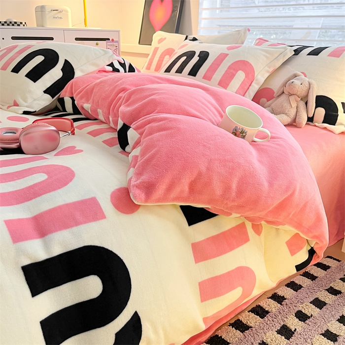 91家纺网 家纺一手货源 找家纺 启程家纺 2024新款A类秋冬INS风牛奶绒四件套 米妮3