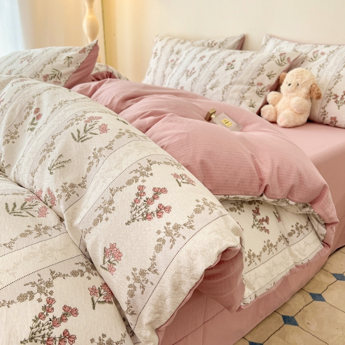 91家纺网 家纺一手货源 找家纺 金梦拉家纺 2024新款A类提花四件套 满墙花藤