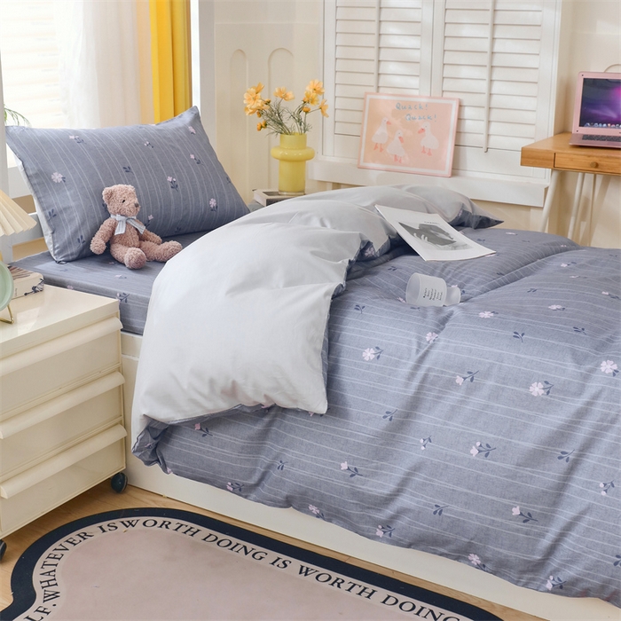 91家纺网 家纺一手货源 找家纺 2024新款学生宿舍.13372印花三件套 花枝