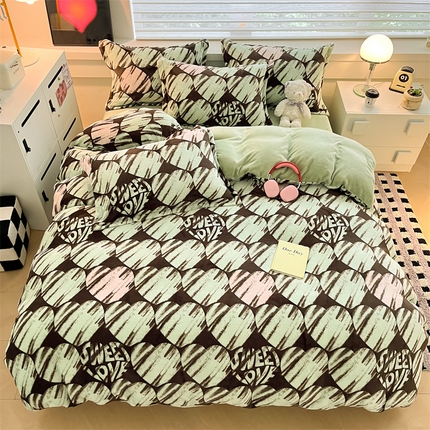 91家纺网 家纺一手货源 找家纺 （总）启程家纺 2024新款A类秋冬INS风牛奶绒四件套