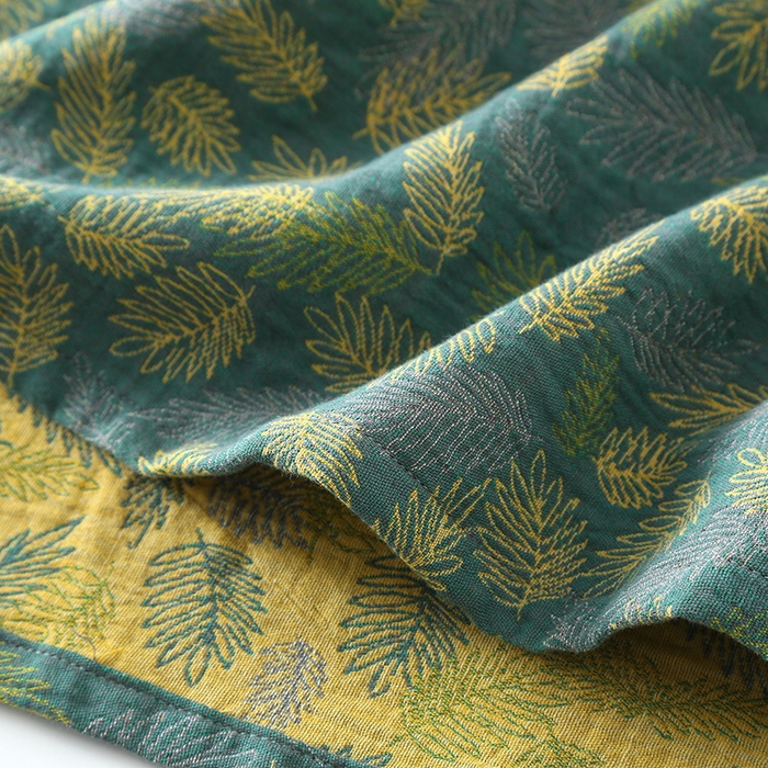 91家纺网 家纺一手货源 找家纺 洛兰沙家居馆【只代发】【只代发】 2024新款全棉色织提花国风长袖长裤睡衣女四季薄款圆领套头家居服套装可外穿 深绿