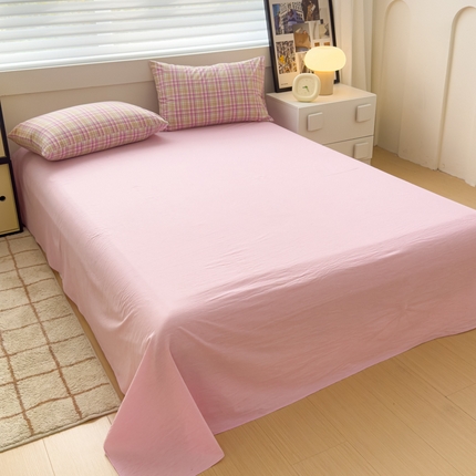 91家纺网 家纺一手货源 找家纺 星尚家纺 2024新款A类全棉色织水洗棉三四件套系列-单床单 多芙-桔梗紫