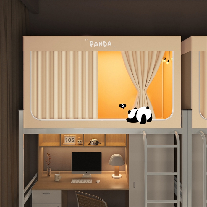 91家纺网 家纺一手货源 找家纺 佳梦家纺 2024新款学生卡通烫画强遮光蚊帐 萌大大   -米色