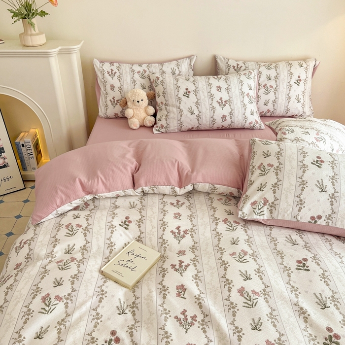 91家纺网 家纺一手货源 找家纺 金梦拉家纺 2024新款A类提花四件套 满墙花藤