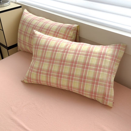 星尚家纺 2024新款A类全棉色织水洗棉三四件套系列-单枕套 多芙-芭蕾粉