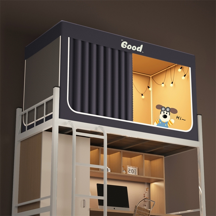 91家纺网 家纺一手货源 找家纺 佳梦家纺 2024新款学生卡通烫画强遮光蚊帐 掌门狗-深灰