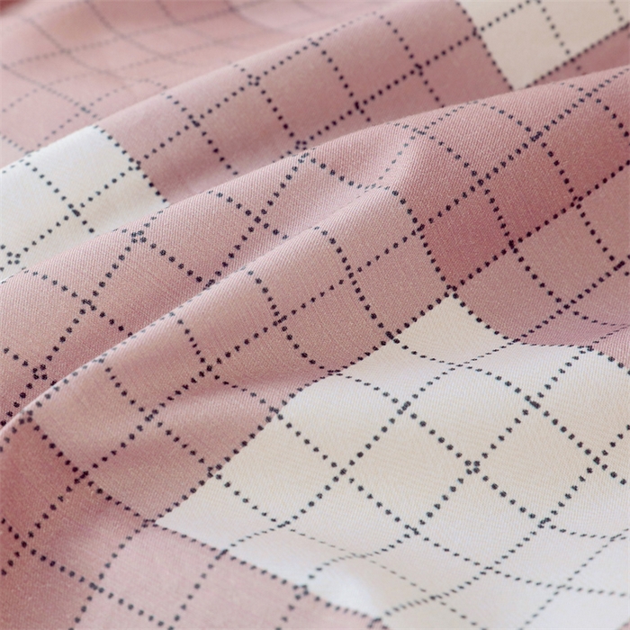 91家纺网 家纺一手货源 找家纺 2024新款学生宿舍.13372印花三件套 粉格子