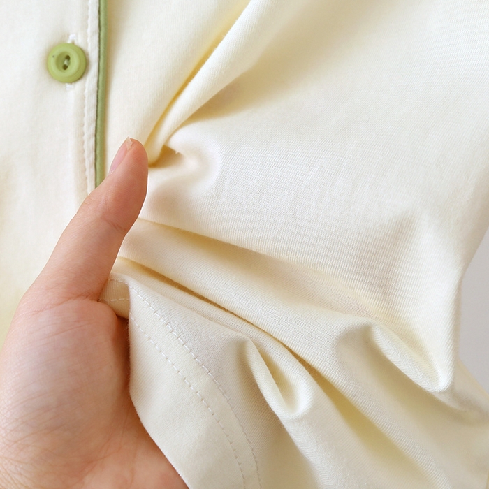 91家纺网 家纺一手货源 找家纺 洛兰沙家居馆【只代发】【只代发】 2024新款针织棉睡衣女春秋款居家针织棉大码夏季开衫长袖柔软家居服套装 奶黄色