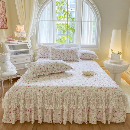 91家纺网 家纺一手货源 找家纺 （总）网红馆（ck家纺） 2025新款泡泡棉花边床裙三件套