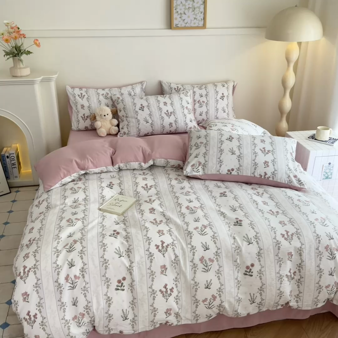 91家纺网 家纺一手货源 找家纺 金梦拉家纺 2024新款A类提花四件套 满墙花藤