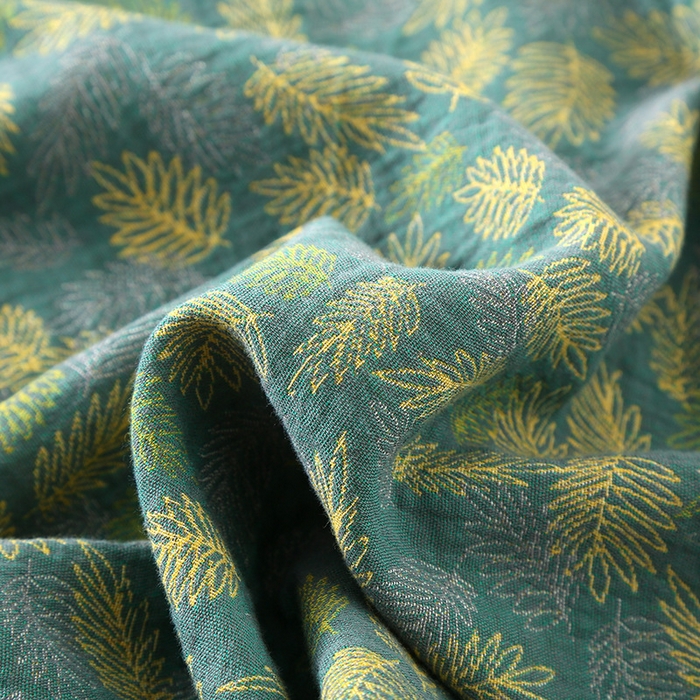 91家纺网 家纺一手货源 找家纺 洛兰沙家居馆【只代发】【只代发】 2024新款全棉色织提花国风长袖长裤睡衣女四季薄款圆领套头家居服套装可外穿 深绿