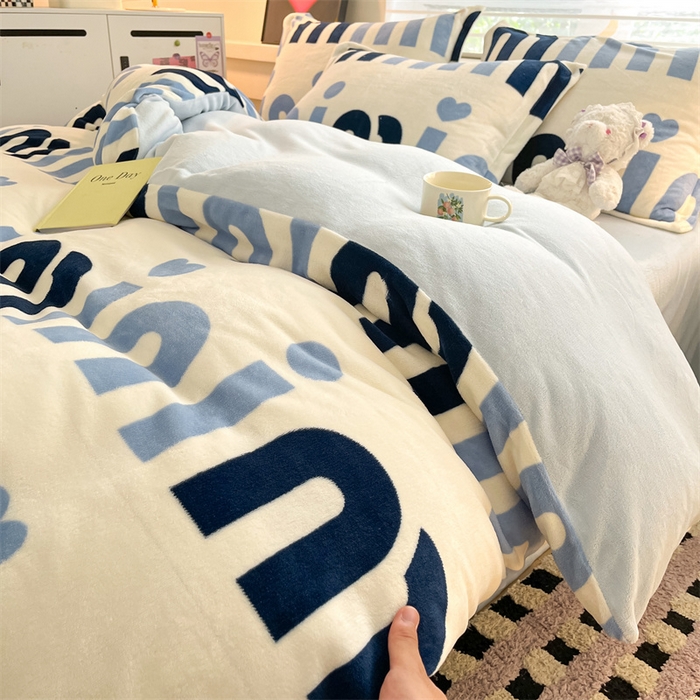 91家纺网 家纺一手货源 找家纺 启程家纺 2024新款A类秋冬INS风牛奶绒四件套 米妮2