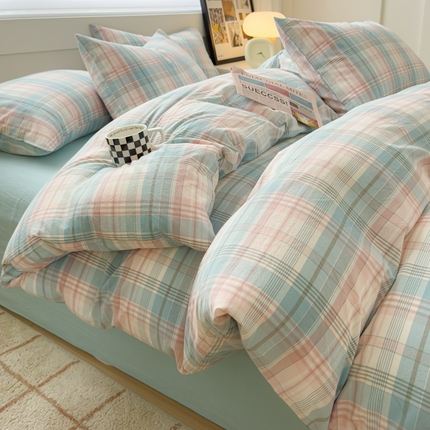 星尚家纺 2024新款A类全棉色织水洗棉三四件套系列-单被套 森沐绿