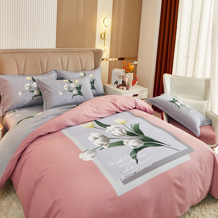 91家纺网 家纺一手货源 找家纺 雲归梦 2024新款加厚全棉生态磨毛大版四件套 含香-粉